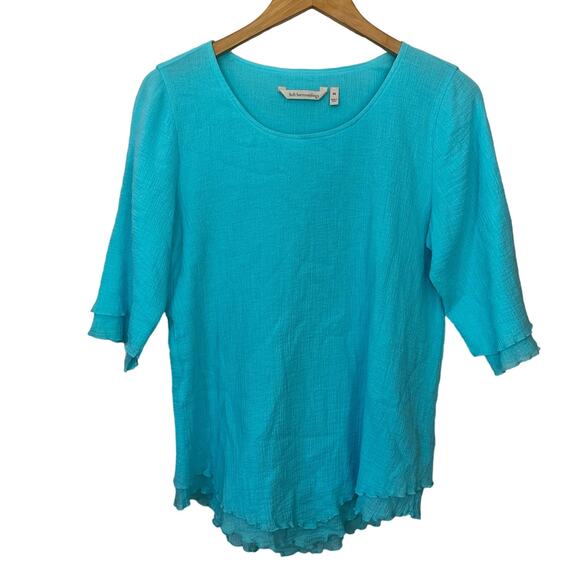 Soft Surroundings Layered Turquoise Blue  Blouse Womens Top Size XS Pullover - Picture 1 of 6